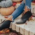 thumbnail image 5 of huanledash Women Casual All-matched Thick Heel Pointed Toe V Shaped Slip-on Ankle Boots, 5 of 7