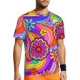thumbnail image 2 of T Shirt For Men Colorful Flower Power T-Shirt Vintage Hippy Print Harajuku Gym T-Shirts Short Sleeve, 2 of 7