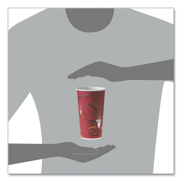 Single-Sided Poly Paper Hot Cups, 20 oz, Bistro Design, 600/Carton Single-Sided Poly Paper Hot Cups, 20 oz, Bistro Design, 600/Carton