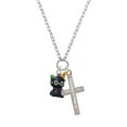 thumbnail image 2 of Delight Jewelry Resin Black Kitty Cat with Witch Hat Be Strong and Courageous Engraved Cross Zoey Necklace, 28", 2 of 4