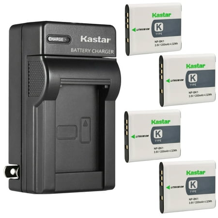 Kastar 4-Pack Battery and AC Wall Charger Replacement for Sony NP-BK1 NP-FK1 Battery Sony BC-CSK Charger Sony Cyber-shot DSC-W180 Cyber-shot DSC-W190 Cyber-shot DSC-W370 Cameras