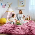 thumbnail image 3 of Socofuz Tie Dye Modern Super Soft Fluffy Rug for Living Room, Girls Kids Bedroom, 5x7ft, Starry Red, 3 of 9