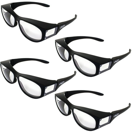 

Four (4) Global Vision Escort Over Glasses Clear Lens Safety Glasses Has Matching Side Lens Meets ANSI Z87.1-2003 Standards for Safety Eyewear
