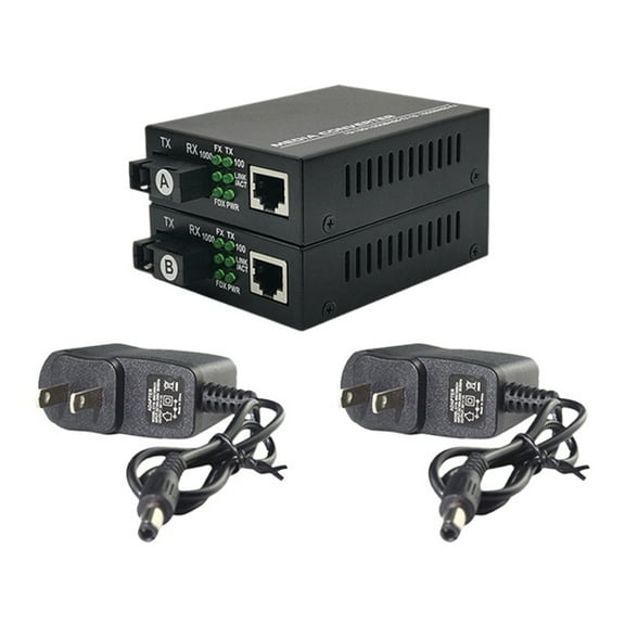 1 Pair Gigabit Fiber Transceiver 20KM SC Single Mode Single Fiber Transceiver Fiber Gigabit Media Converter US Plug