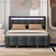 thumbnail image 3 of Harper & Bright Designs Queen Size Upholstered Platform Bed with LED Lights and 4 Drawers, Linen Fabric Bed with Tufted Headboard, Gray, 3 of 17