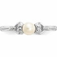 thumbnail image 5 of 10K White Gold Fw Cultured Pearl And Diamond Ring (Size 7) Made In India 10xb291, 5 of 5