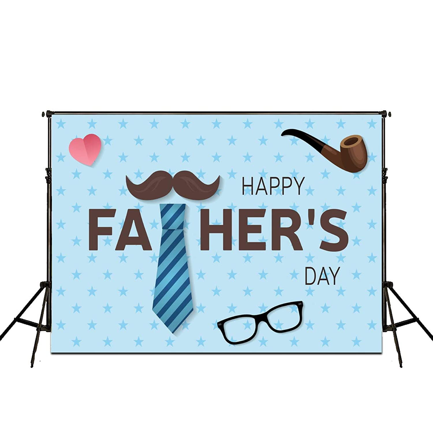 Dudaacvt 7x5ft Happy Fathers Day Backdrop Blue Background Tie Photography Studio Props Party Decoration D433