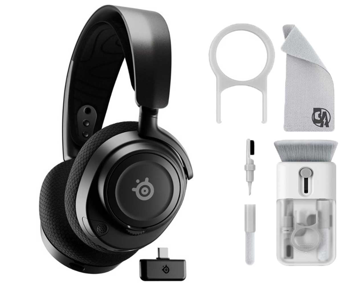 SteelSeries Arctis Nova 7 Wireless Gaming Headset for PC Black With  Cleaning Kit Bolt Axtion Bundle Like New