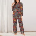 thumbnail image 2 of Balery BBQ Icons Conjunto de Pijama con Estampado para Mujer, Conjunto de Dos Piezas con Manga Larga, Ropa de Dormir Suave con Bolsillos, Pijamas Cómodos-Small, 2 of 7