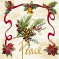 thumbnail image 2 of Loreth, Lanie 26x26 Black Ornate Wood Framed with Double Matting Museum Art Print Titled - Christmas Poinsettia Ribbon II, 2 of 4