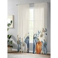 thumbnail image 4 of Pumpkin Eucalyptus Leaf Sheer Curtains 84 inches Long, Thanksgiving Fall Plant Linen Light Filtering Sheer Window Curtains Rod Pocket Voile Drapes for Bedroom Living Room, 52"W x 84"L 2 Panels, 4 of 7