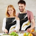 thumbnail image 3 of Black and Gold Marble Layered Waves Pattern Apron-Garden Aprons for Women with Pockets-Cotton Linen Waterproof Kitchen Cooking Gardening Aprons Adjustable for Kitchen,Cooking,BBQ and Salon 33x27 Inch, 3 of 7