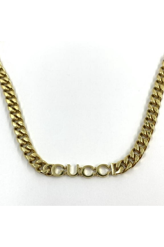 Pre-Owned GUCCI Script Chain Necklace, Gold, 40cm