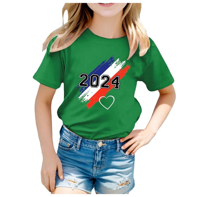 TZEWGL Thème Sportif Imprimés Manches Courtes Col Rond T-Shirts pour Enfants Taille 8-9T