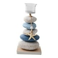 thumbnail image 2 of Candelabro de piedra náutica, soporte para velas de pilar de playa mediterránea costera para Azul Blanco, 2 of 9