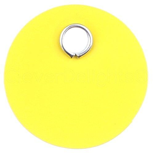  CleverDelights Yellow Plastic Tags - 3 Round - 100 Pack -  Waterproof and Tear-Resistant : Office Products