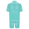thumbnail image 5 of GERsome Men's 2 Piece Outfits Mesh Short Sleeve Solid Color Button Down Shirts and Shorts Set with Pockets S-3XL, 5 of 8