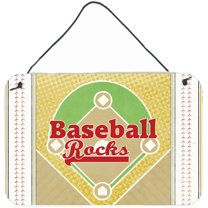 Carolines Treasures SB3077DS812 Baseball Rules Aluminium Metal Wall or Door Hanging Prints  8x12 multicolor