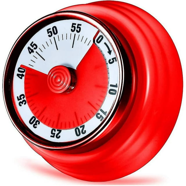 Temporizador de cocina, 60 minutos, mecánico, magnético, sin batería, temporizador de cuenta regresiva, reloj de cocina con alarma de 72 dB.
