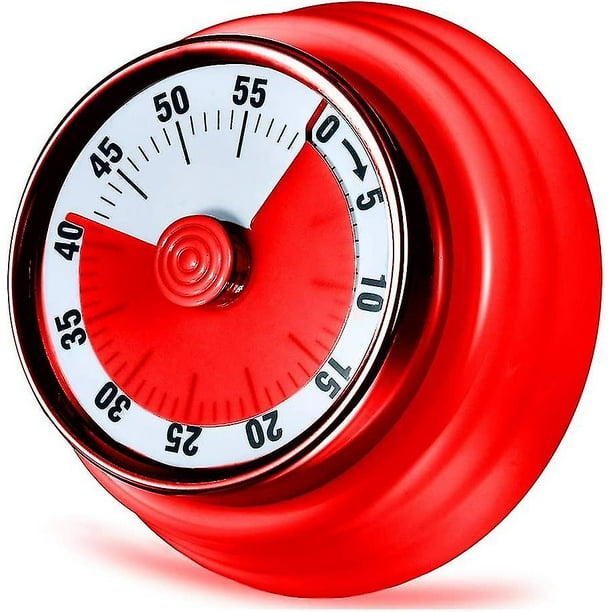 Temporizador de cocina, 60 minutos, mecánico, magnético, sin batería, temporizador de cuenta regresiva, reloj de cocina con alarma de 72 dB.