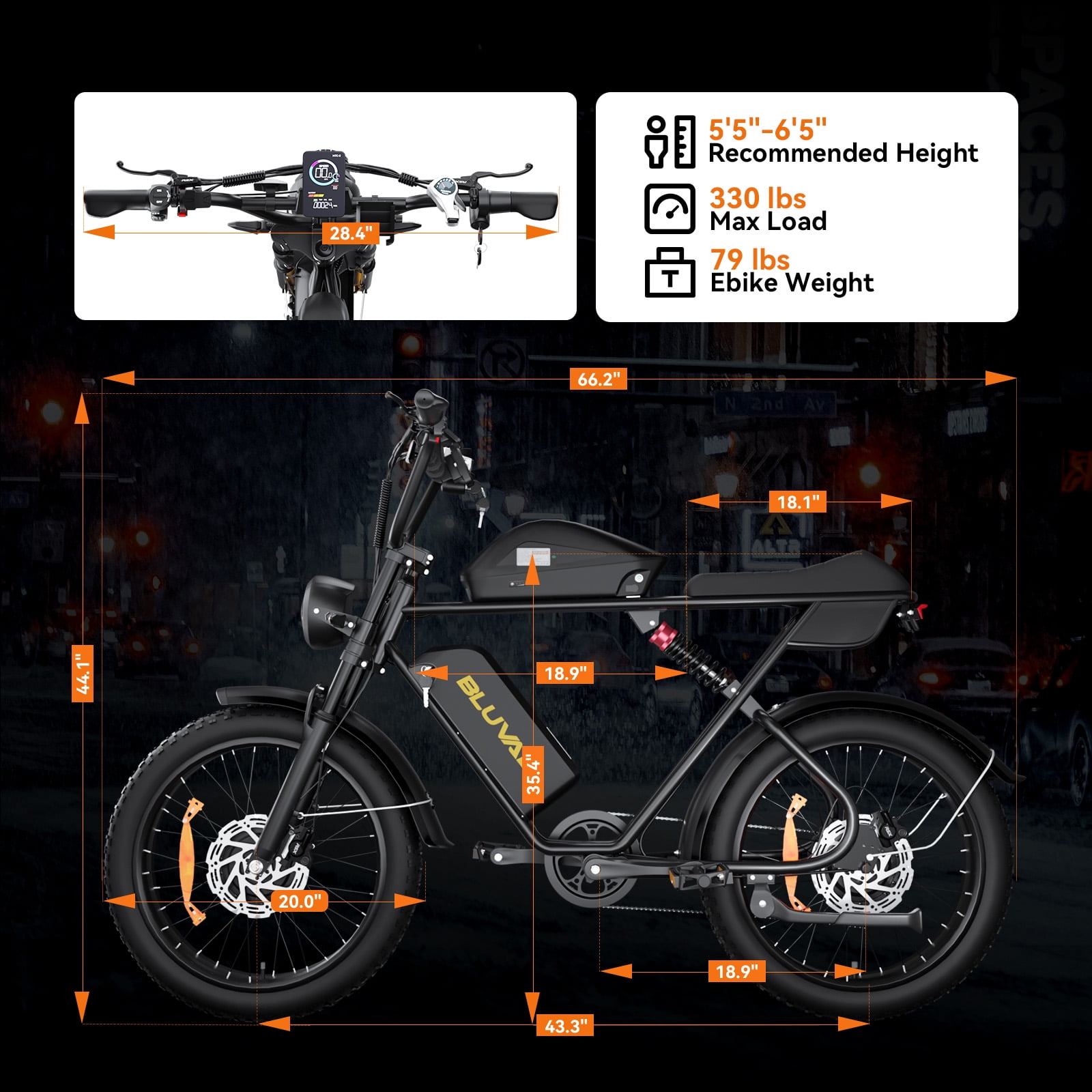 Electric Bike for Adults, Peak 3000W 37MPH, 52V 43AH Battery120Miles, Electric Dirt Ebike for Adults, 20" Fat Tire Mountain Ebike UL2849