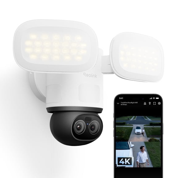 Reolink TrackFlex Floodlight Wi-Fi 4K 360° PTZ Dual-Lens Wired Camera, Local AI Video Search, Smart Detection, Auto Tracking