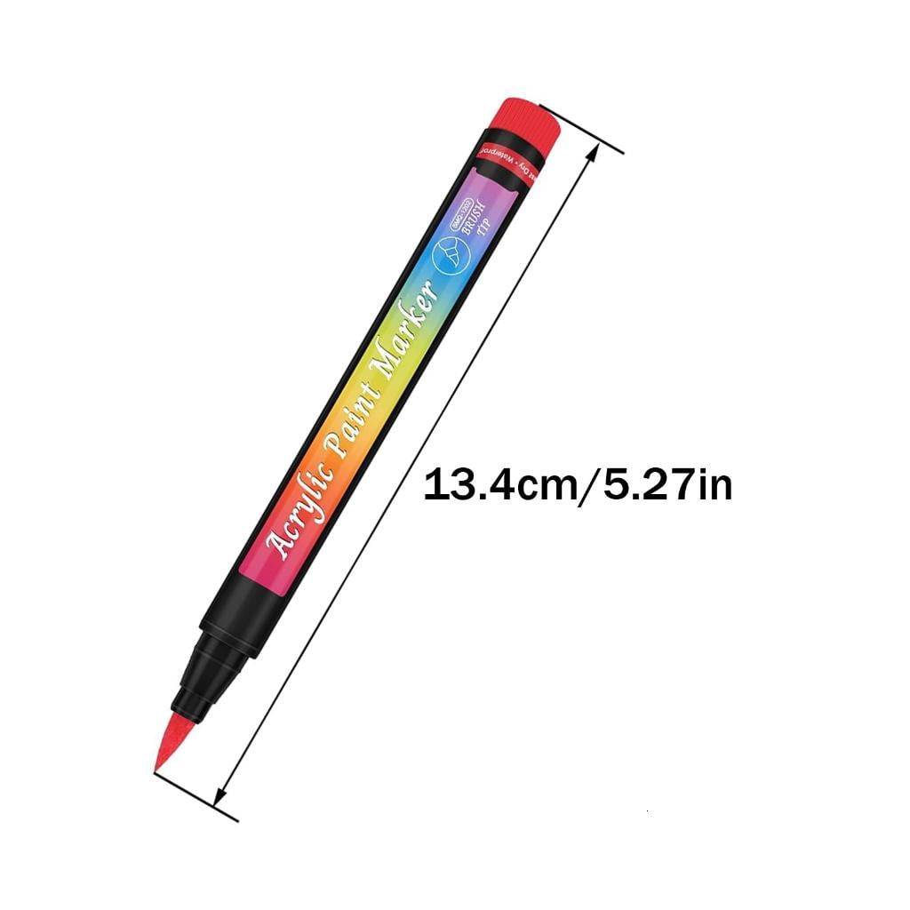 30Pcs Acrylic Marker Art Marker for Painting on Paper Stone Glass Shoe Bag, 30 Colors Brush Pen Quick Drying