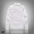 thumbnail image 4 of Nueva chaqueta vaquera de moda para hombre, chaqueta vaquera blanca de vaquero, chaqueta vaquera ceñida informal para hombre, abrigo de algodón, prendas de vestir, ropa masculina brillar Electrónica, 4 of 5