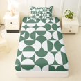 thumbnail image 4 of Castle Fairy Boho Split Circle Twin Sheets 3pcs,Tribal Curved Bedding,Sage White,1 Flat Sheet, 1 Fitted Sheet and 1 Pillowcase, 4 of 7