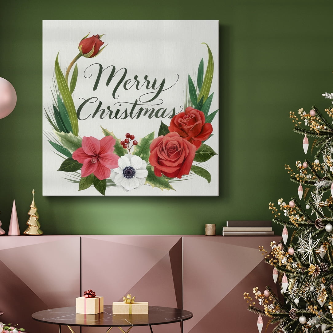 Christmas Flora Wreath I- Gallery Wrapped Canvas