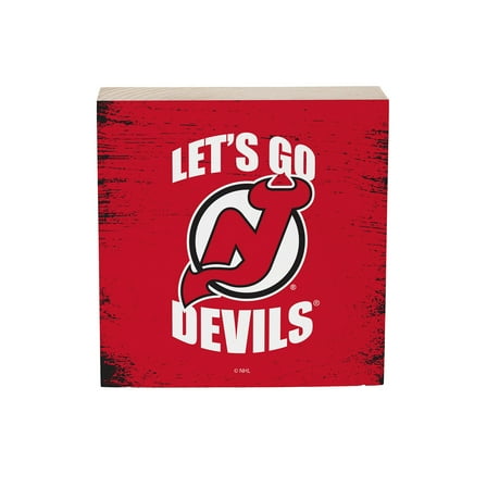 New Jersey Devils 6" Square Fan Chant Wood Block Shelf Sign