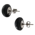 thumbnail image 4 of Black Glass Button Stud Pierced Earrings 5/8" Ladies Adult Female Women, 4 of 4