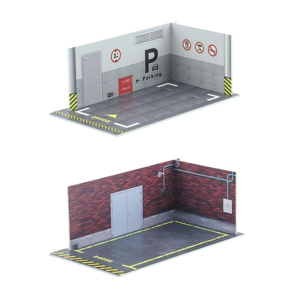 Estacionamiento de Colección de Exhibición 2 Uds 1/24 para Accesorios de Almacenamiento de Coche Fundido a Presión
