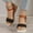 Black, variant on Leesechin Women's Plus-size One-line Buckle Solid Color Sandals Platform Straw Wedges Coffee
