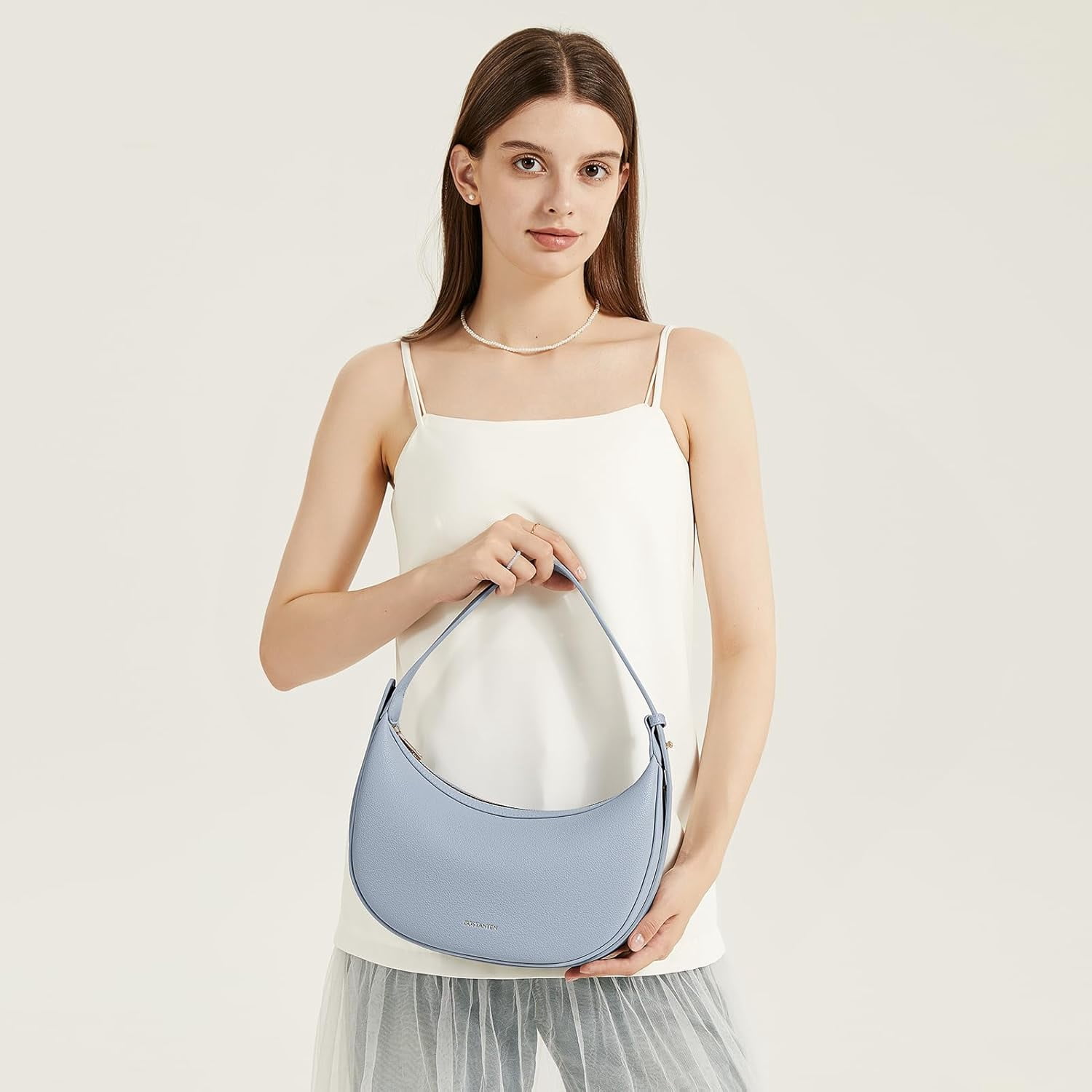 Crescent Shoulder Bag for Women Trendy Crossbody Hobo Purse Vegan Leather Clutch Handbag Adjustable Strap