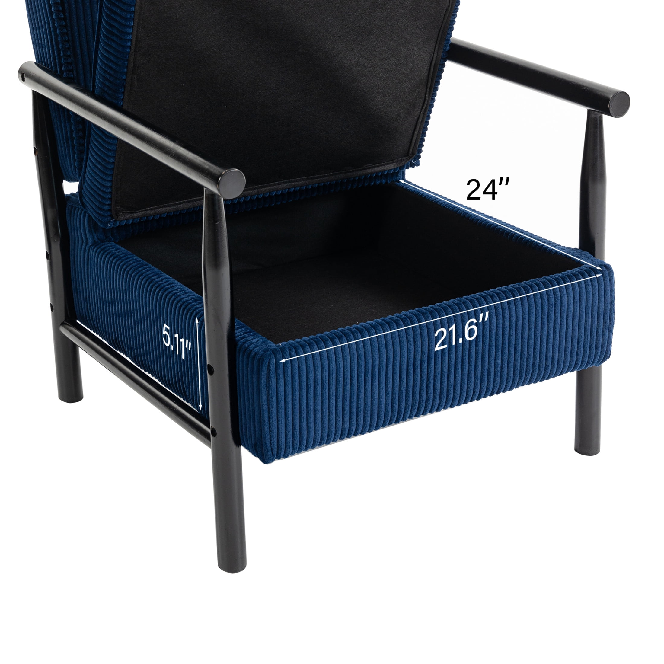 GDF Studio Almere Mid-Century Modern Accent Chair with Under-Seat Storage, Corduroy Reading Armchair, Blue