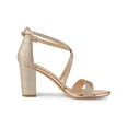 thumbnail image 4 of BLISSFUL STEP Women's Shoes Glitter Crisscross Strap Block Heel Sandals Rose Gold 10, 4 of 9