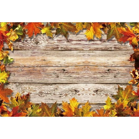 Image of Old Wooden Board Maple Leaves Grunge Portrait Photography Backgrounds Autumn Backdrops Birthday Photophone Photozone