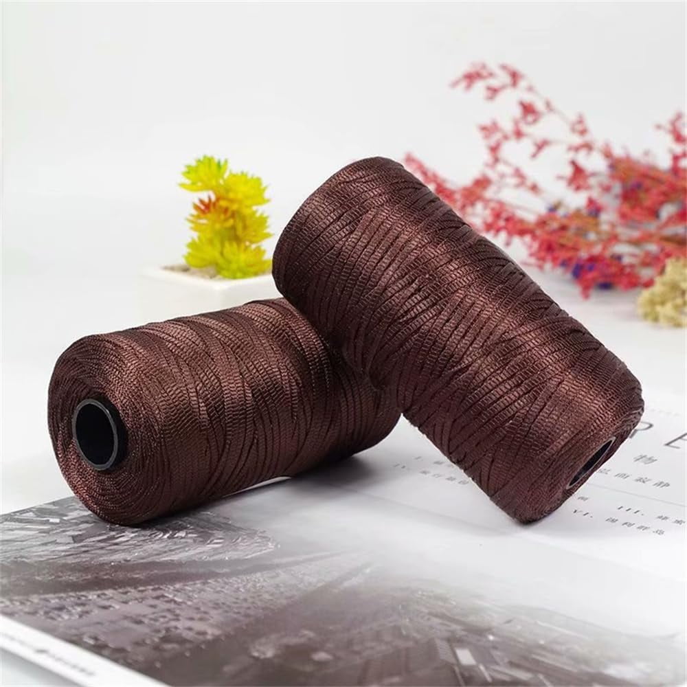 NANAHuang 3 Rolls Crocheting Yarn Cord Polyester Crochet Yarn 2.0mm Cord Thin Ice Cotton Thread Handmade Craft Yarn for Hand Knitting Bag Hat Shoes (Beige)