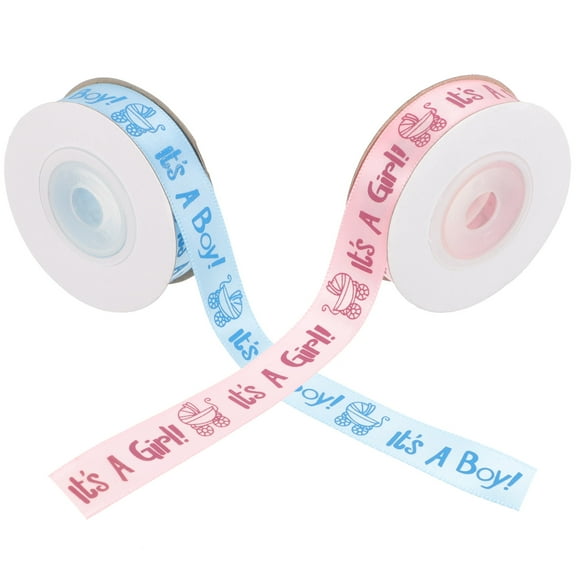 GAXIRE Baby Shower Wired Edge Ribbon, 2 Rolls Assorted Colors, Cloth Material for Party Decorations, Crafts, Wrapping and