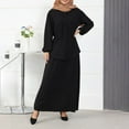 thumbnail image 5 of NMMUED Muslim Women Clothing Maxi Skirt Set Abayas for Women Muslim Abaya Dress Prayer Dress for Women Muslim, Black L, 5 of 6
