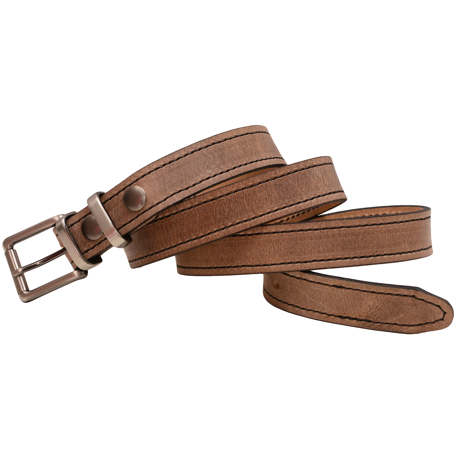 Mens 1 1//8 Dallas Milled Buffalo Leather Dress Belt Black Stitching