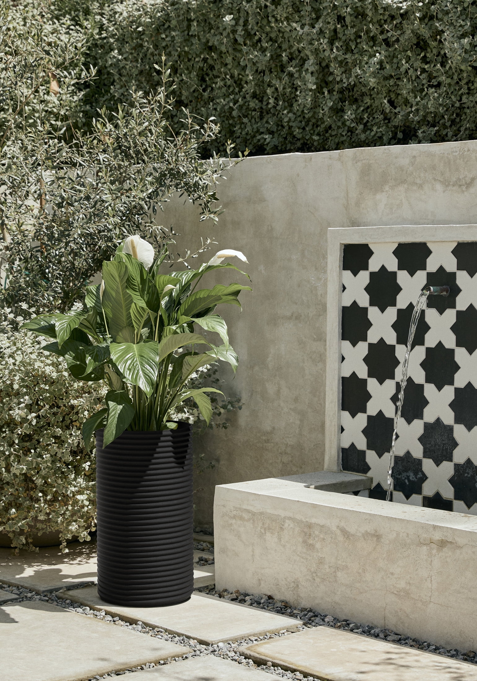 Veradek Mod Series 25" Plastic-Stone Tall Planter - (Black)