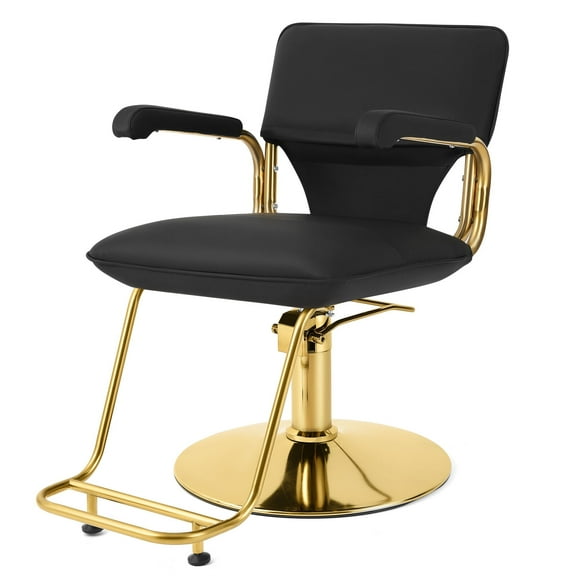 360°Heavy Duty Hydraulic Barber Chair Hair Styling Salon Beauty Equipment（Black & Gold）