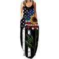 thumbnail image 1 of Vestido largo camisero con bolsillo para mujer con cuello en V estampado sin mangas a la moda para mujer Sexy del Día de la Independencia Pompotops ghjkhdj8562, 1 of 5