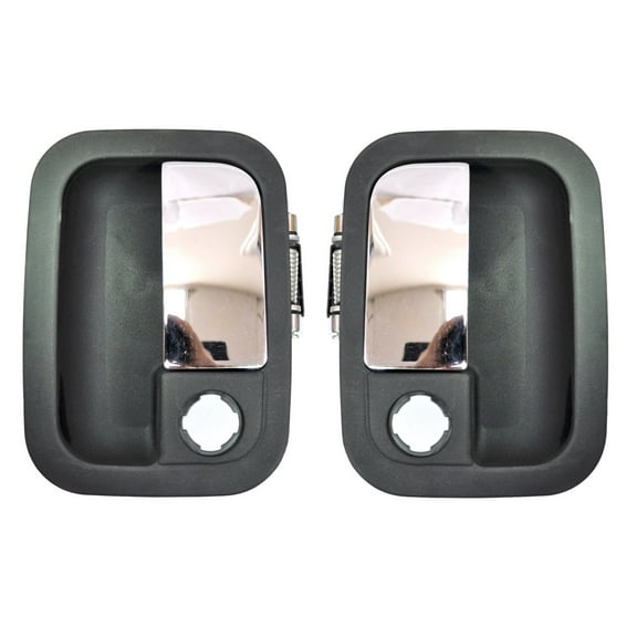 PT Auto Warehouse KN-3001MA-FP - Exterior Outside Door Handle, Chrome Lever with Textured Black Housing - with Daylight Door, Front Left/Right Pair For Kenworth