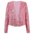 thumbnail image 4 of UJNDER Women's Fashion Solid Sequined Short Casual Coat Cardigan Top for Party Fall Outfits and Glamour Pink S, 4 of 9