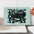 thumbnail image 2 of Celtic Cutting Board, Celtic Cultural Mythic Animal Deer in Traditional Ornament for Samhain, Decorative Tempered Glass Cutting and Serving Board, Small Size, Black and White, by Ambesonne, 2 of 5