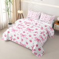 thumbnail image 3 of Erosebridal Pink Bow Cherry Twin Quilt Set,Cute Heart Print Twin Coverlet Set For Girls,2 Pieces, 3 of 7