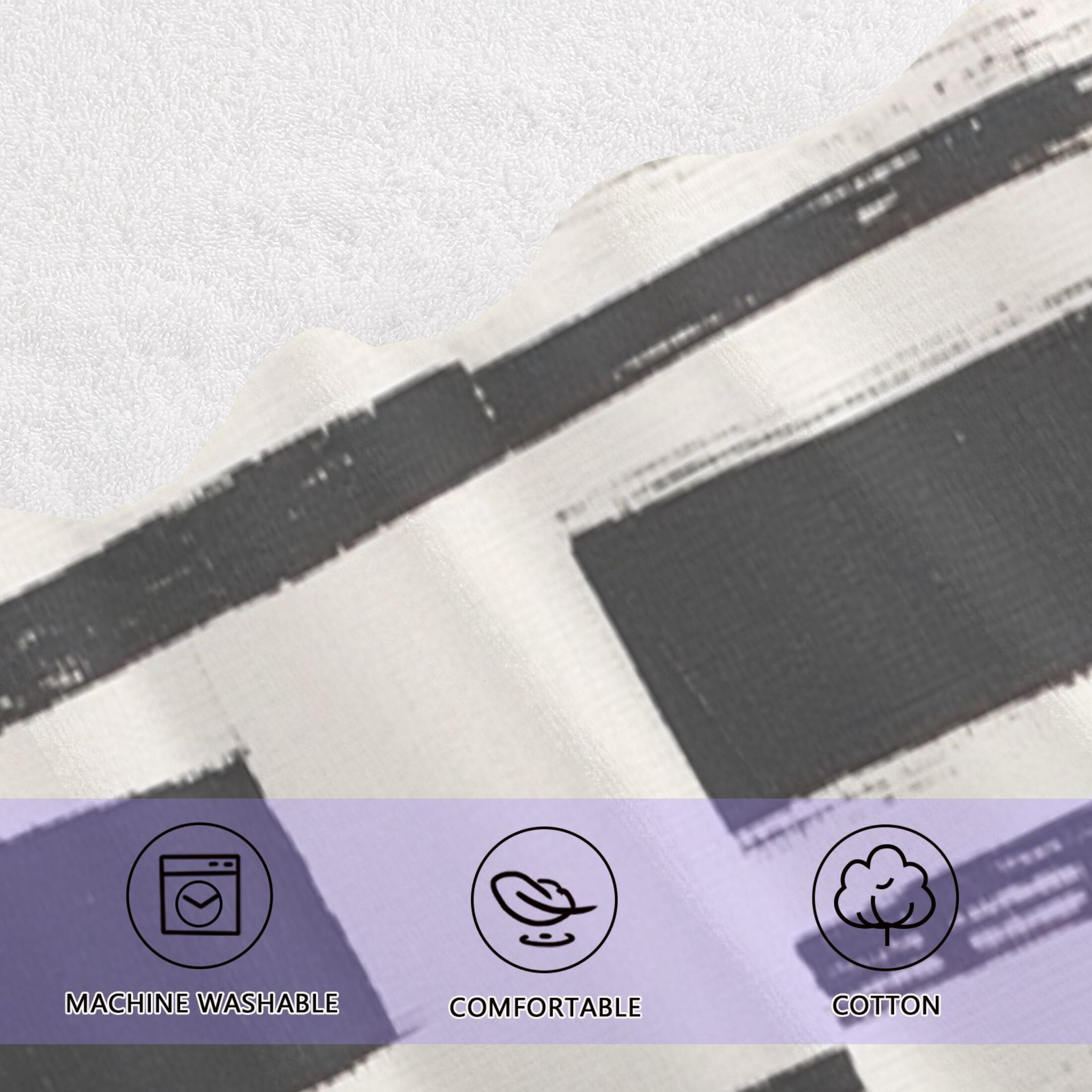 Black and White 2 Piece Cotton Bath and Face Towel Set Soft and Absorbent, for Beach Pool Bathroom